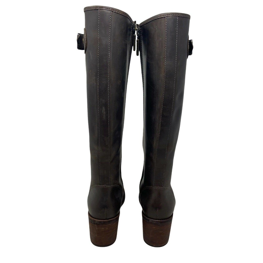 Hunter Women’s May Tall Brown Leather Heeled Riding Boots US 7 EU 37 UK 4.5 - Picture 4 of 6